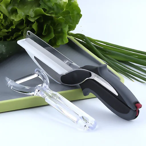 Smart Clever Cutter Kitchen Scissors Shears Food Chopper Metal Slicer Knife  Cutting Board 