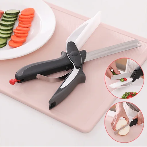 Clever Cutter 2 in 1 Knife Cutting Board Scissors Chops & Slices Food In  Seconds