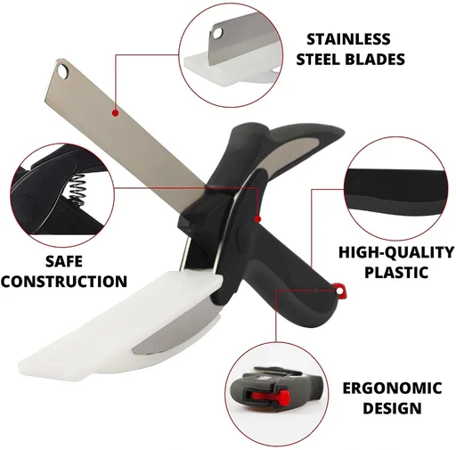 Clever Cutter 2 in1 Knife Cutting Board Scissors Chops Veggies Slicer  Chopper