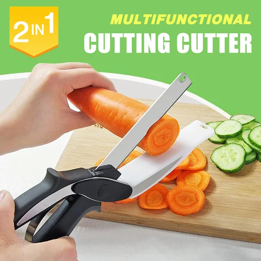 Clever 2 in 1 Smart Cutter Vegetable & Fruit Chopper Knife Kitchen Scissor  Vegetable & Fruit Chopper (Clever Cutter)