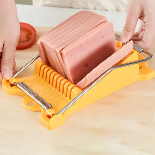 Stainless Steel Wires Slicer Kitchen Food Cutter for Luncheon Meat Ham Boiled Egg Cheese Sushi Fruit Cutting, Orange