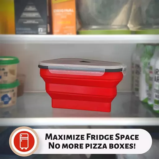 The Perfect Pizza Pack™ - Reusable Pizza Storage Container with 5  Microwavable Serving Trays - adjustable Pizza Slice Container to Organize &  Save