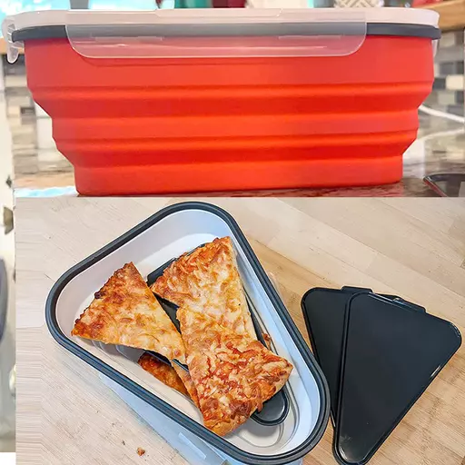  The Perfect Pizza Pack™ - Reusable Pizza Storage Container with  5 Microwavable Serving Trays - BPA-Free Adjustable Pizza Slice Container to  Organize & Save Space, Blue: Home & Kitchen