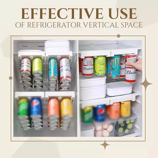 Juice Drink Racks Can Space-saving Organizer Fridge Kitchen Storage  Beverage Grid Pull Can Storage Box Refrigerator Accessories
