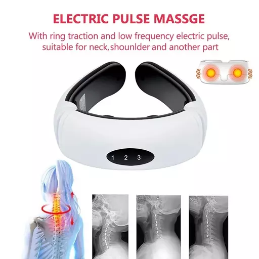 EMS Pulse Neckology Lymphvity Massager Set, Neck Acupoints Massager Device,  EMS Lymphatic Relief Neck Massager with 2 Metal Pulse Pads, Neck Massage