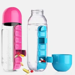 Vitamins Organizer Water Bottle Portable Pill Holder