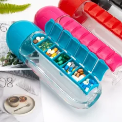 Vitamins Organizer Water Bottle Portable Pill Holder