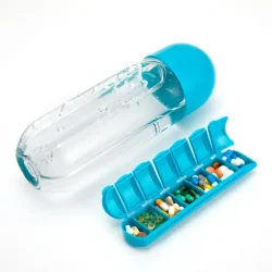 Vitamins Organizer Water Bottle Portable Pill Holder