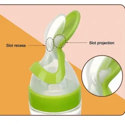 Baby Silicone Squeeze Feeding Bottle with Spoon